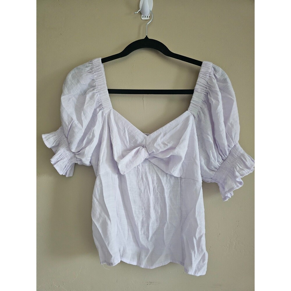 Lilac colored Short Sleeve Fitted Cropped Blouse Top-Nine West Women's L